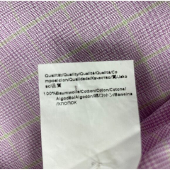 Hugo Boss mens Shirt sz 16 34/35 Regular Fit Pink Yellow Plaid Classic Workwear - Picture 4 of 4